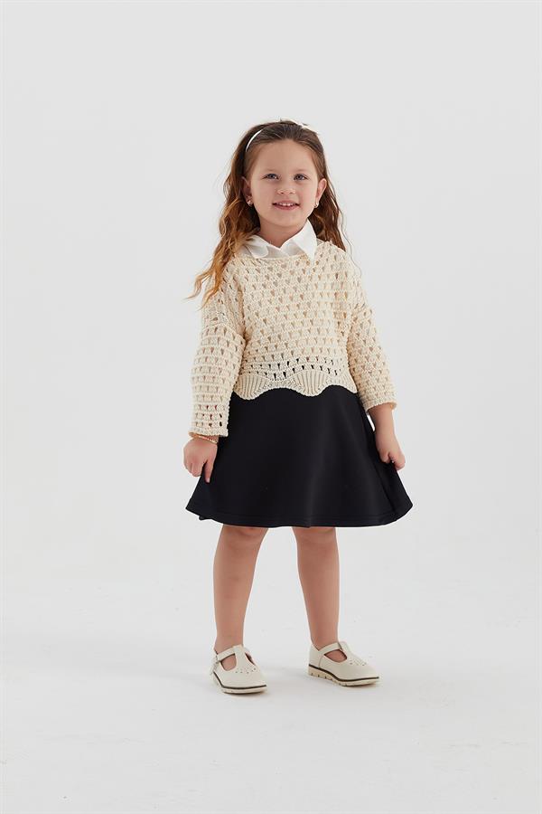 Çocuk Crop Triko Ekru