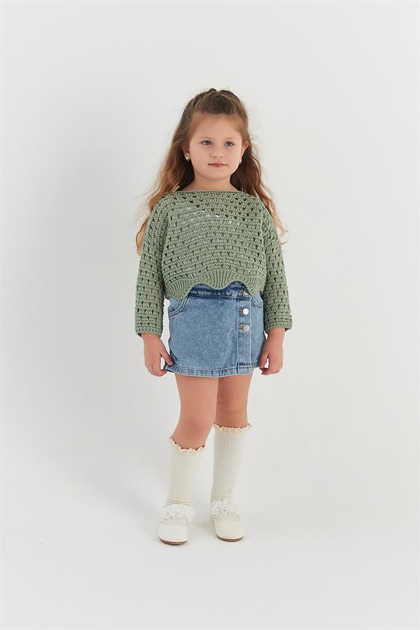 Çocuk Crop Triko Mint