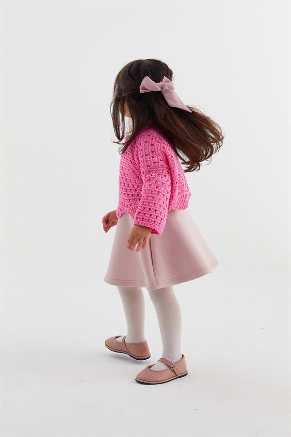 Çocuk Crop Triko Pembe