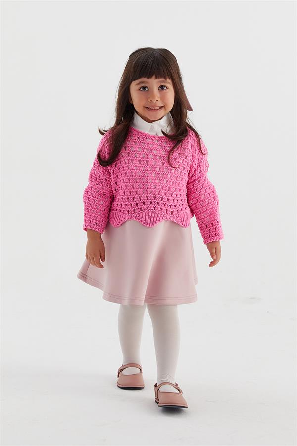 Çocuk Crop Triko Pembe