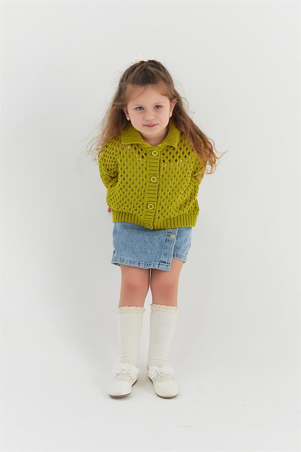 Çocuk Triko Hırka Yağ Yeşili