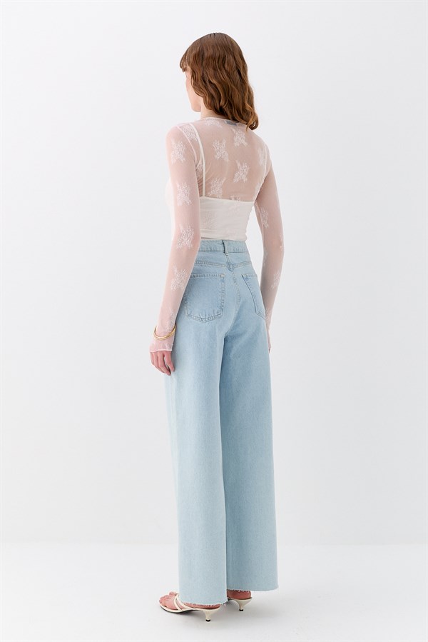 Dantelli Parmak Detaylı Body Pembe