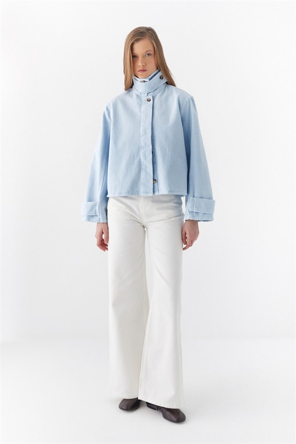 Dik Yaka Ceket Mavi