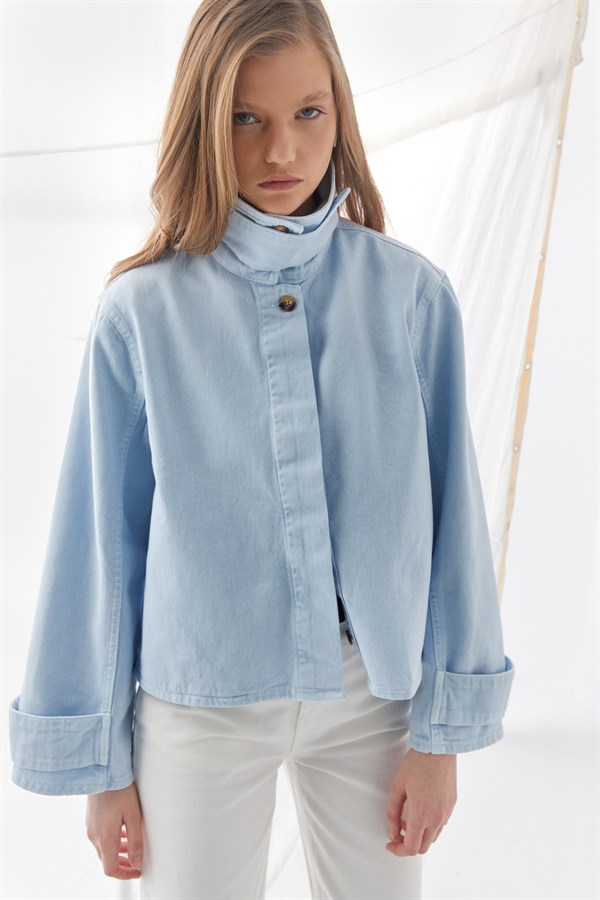 Dik Yaka Ceket Mavi