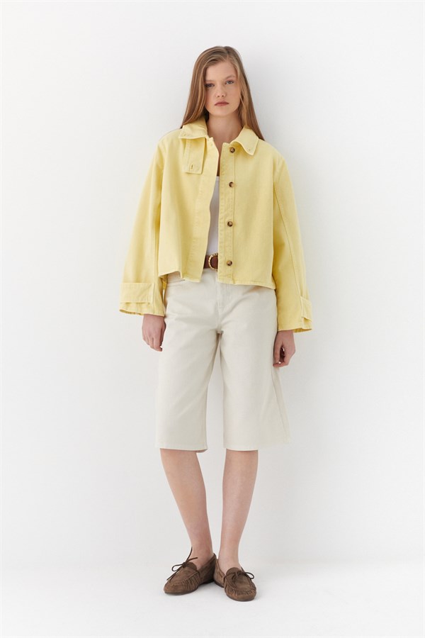 Dik Yaka Ceket Sarı