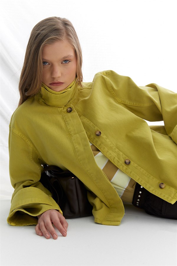 Dik Yaka Ceket Yeşil