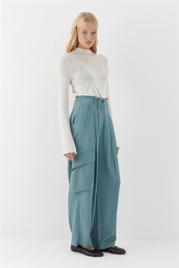 Dökümlü Kargo Pantolon Mint