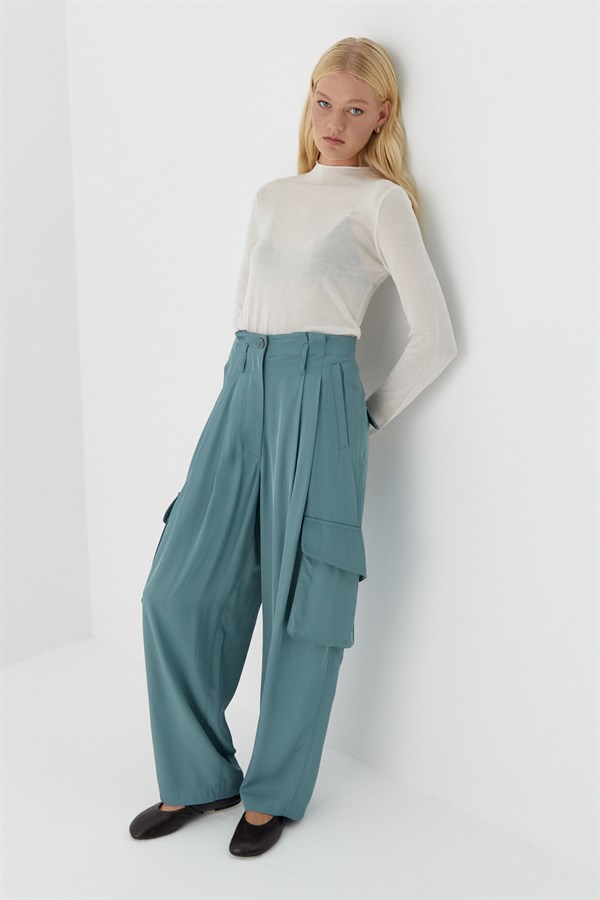 Dökümlü Kargo Pantolon Mint