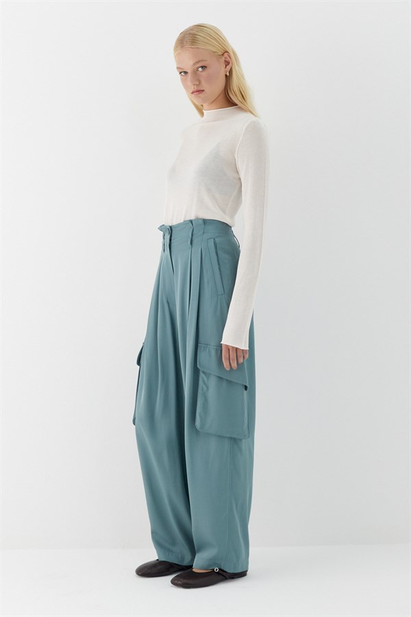 Dökümlü Kargo Pantolon Mint