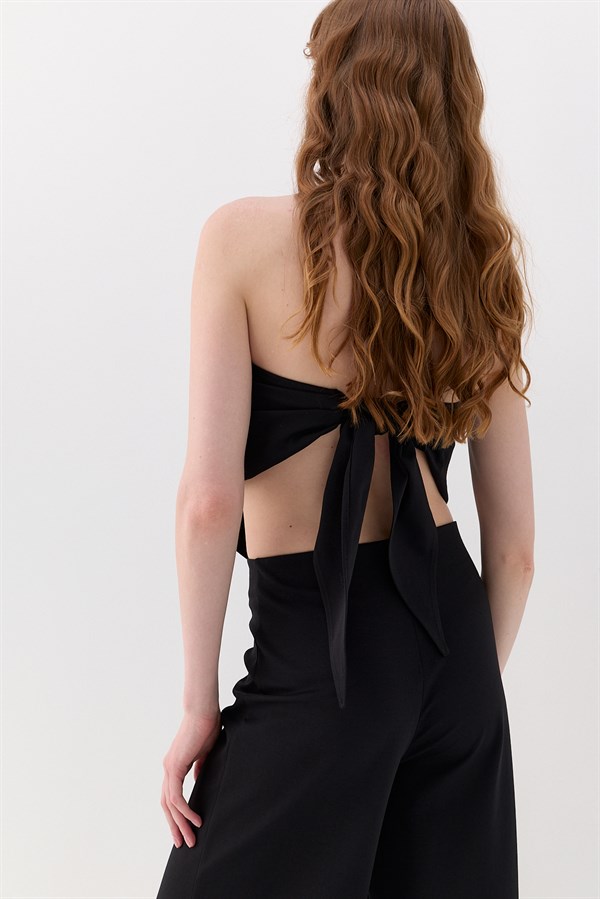 Fular Detaylı Tailored Fit Pantolon Siyah