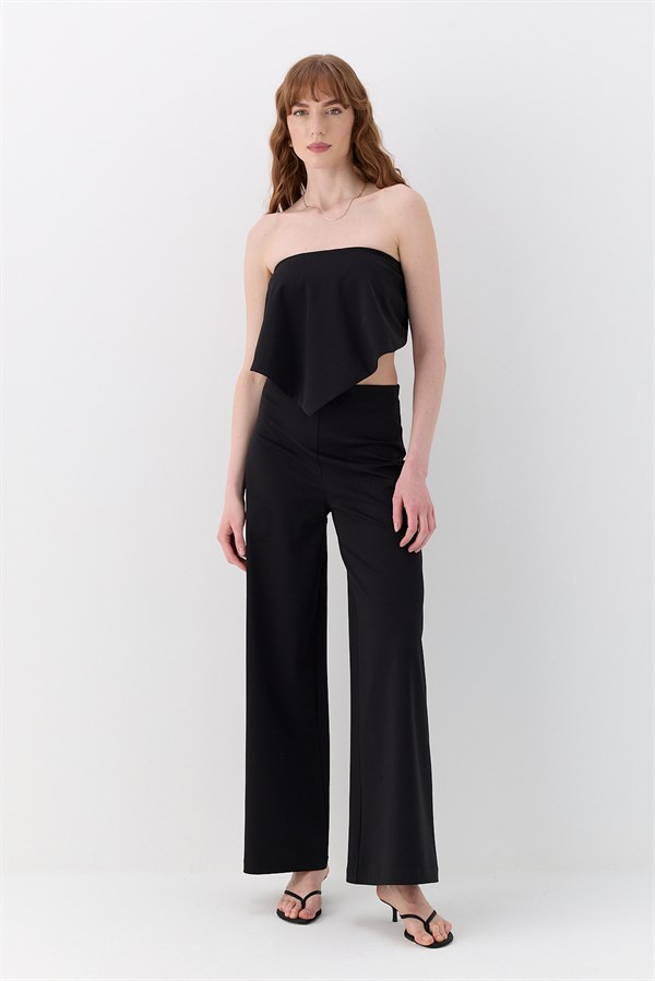 Fular Detaylı Tailored Fit Pantolon Siyah