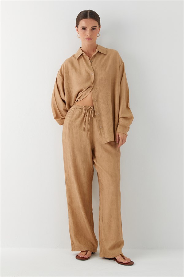 Gömlek Pantolon Takım Camel
