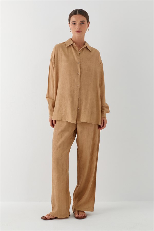 Gömlek Pantolon Takım Camel