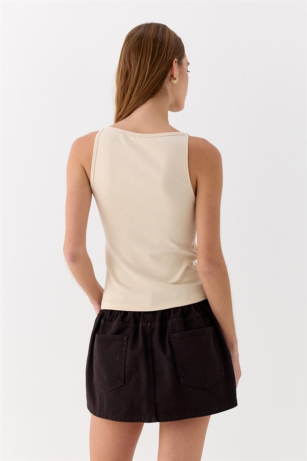 Halter Yaka Body Bej