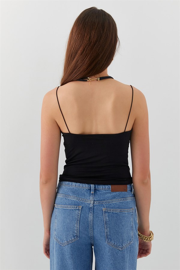 İp Askılı Bluz Siyah