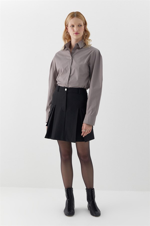 Kargo Cepli Mini Etek Siyah