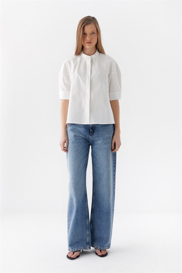 Karpuz Kol Pamuk Gömlek Beyaz