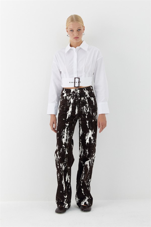 Kemer Detaylı Gömlek Beyaz