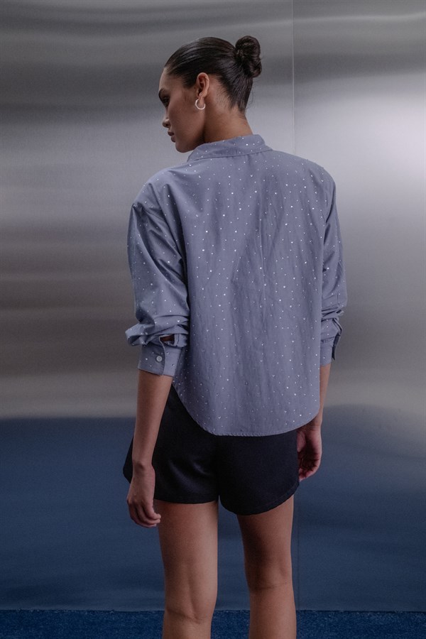 Kemer Detaylı Şort Etek Lacivert