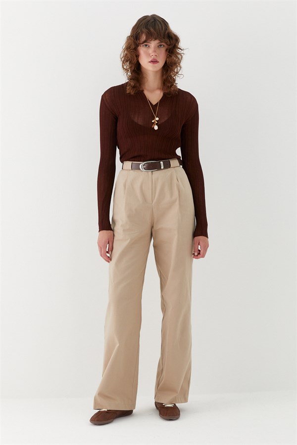 Kemerli Palazzo Pantolon Taş