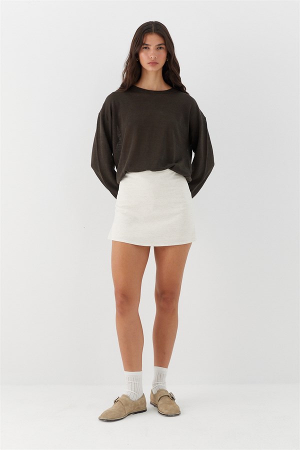 Keten Şort Etek Bej