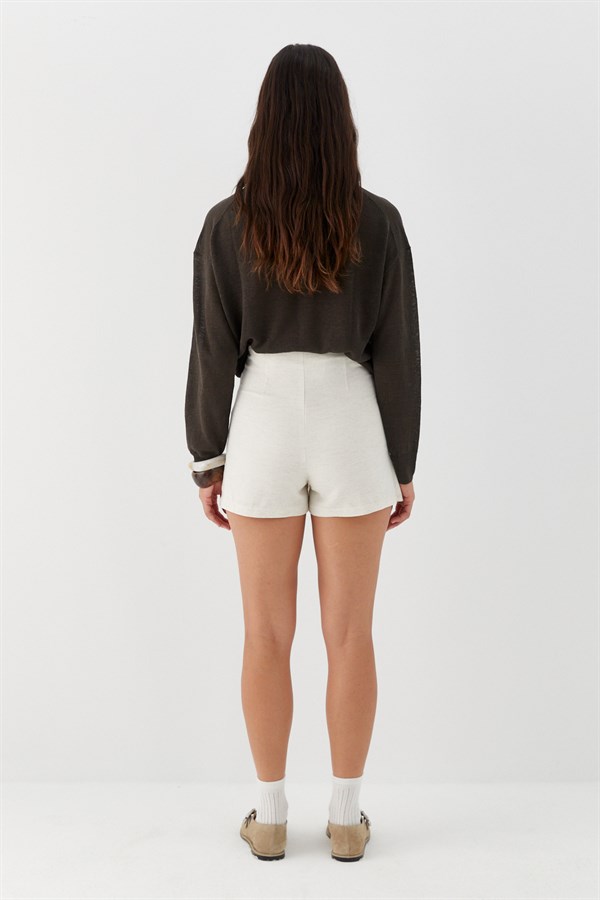 Keten Şort Etek Bej