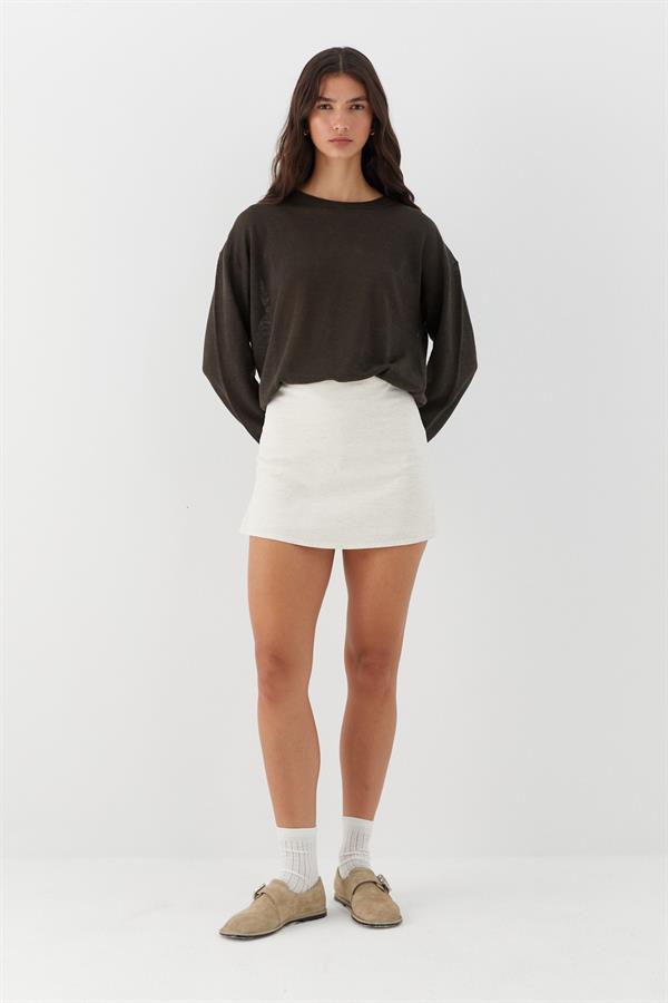 Keten Şort Etek Bej