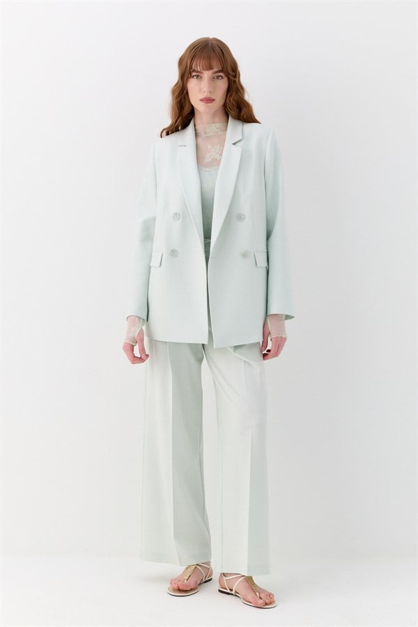 Kuşak Detaylı Blazer Ceket Mint