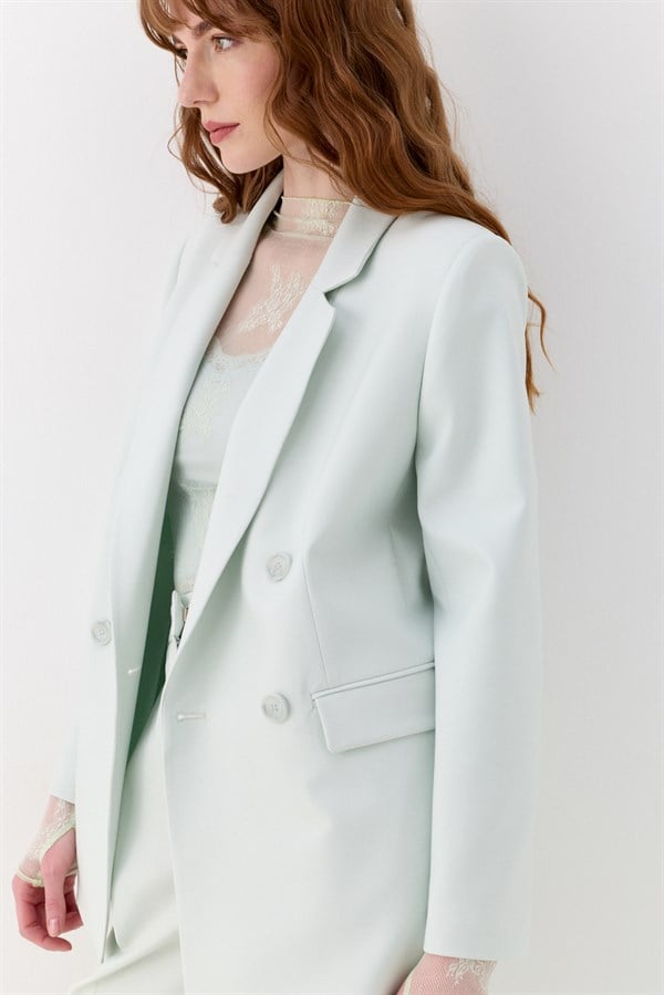 Kuşak Detaylı Blazer Ceket Mint