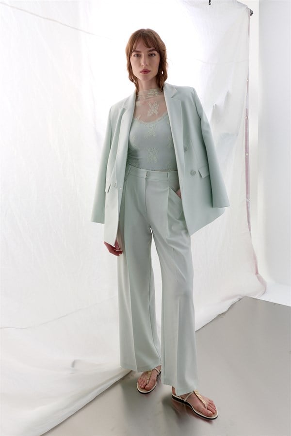 Kuşak Detaylı Blazer Ceket Mint