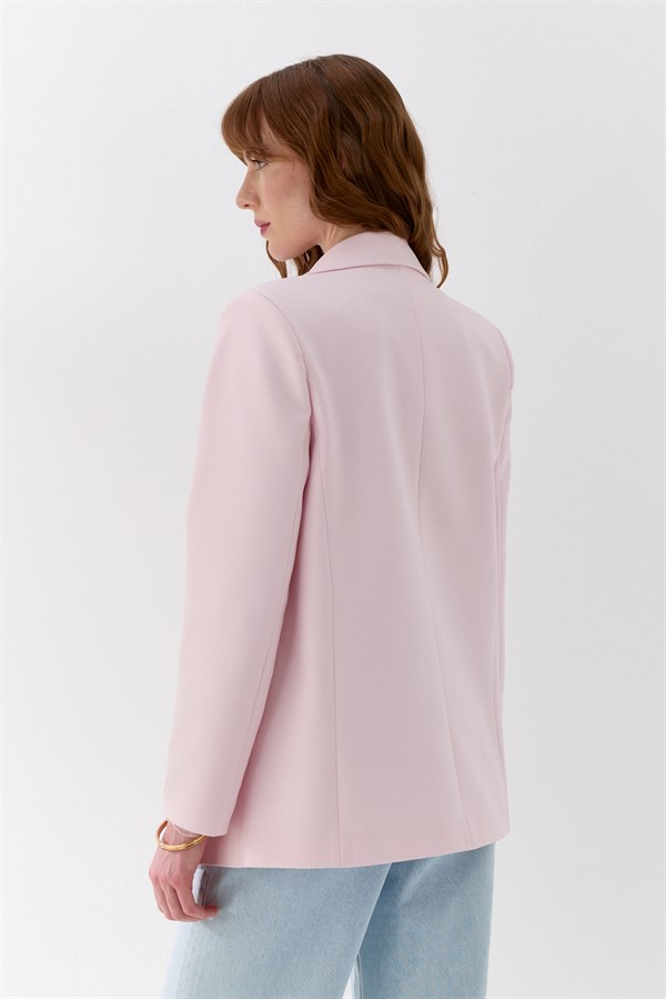 Kuşak Detaylı Blazer Ceket Pembe