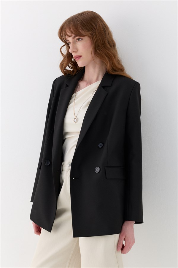 Kuşak Detaylı Blazer Ceket Siyah