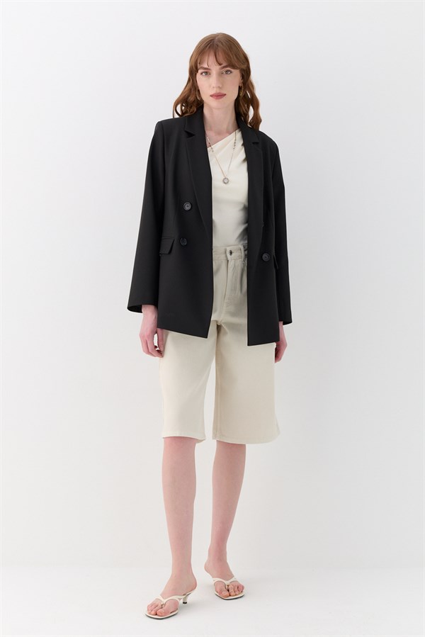 Kuşak Detaylı Blazer Ceket Siyah