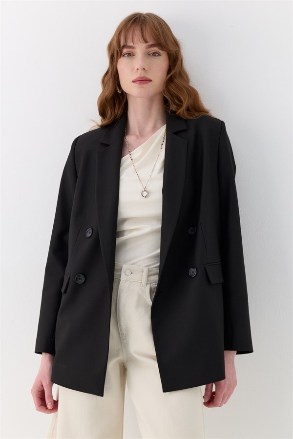 Kuşak Detaylı Blazer Ceket Siyah