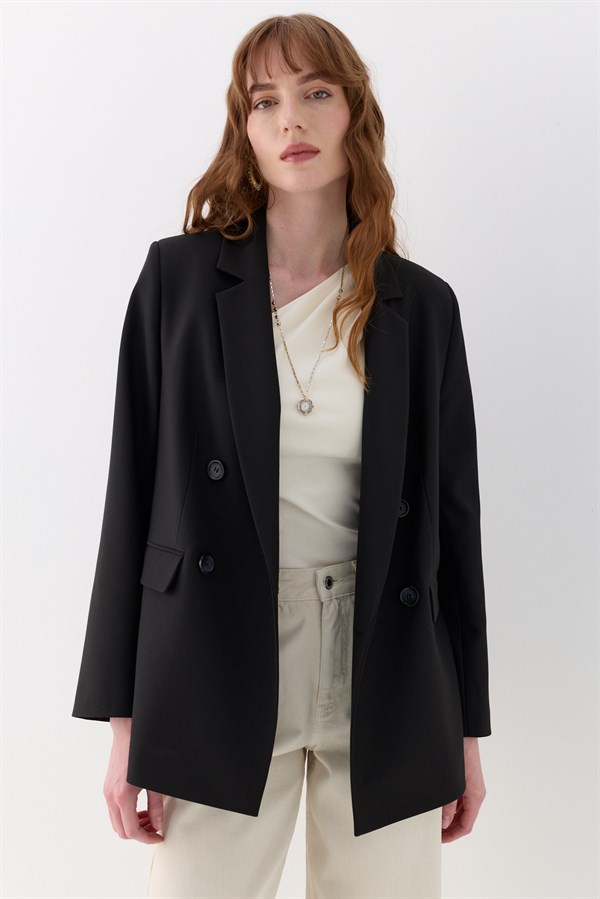 Kuşak Detaylı Blazer Ceket Siyah