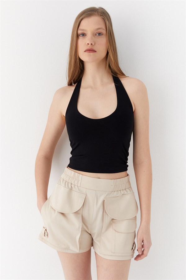 Mini Kargo Şort Bej