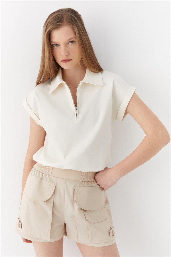 Mini Kargo Şort Bej
