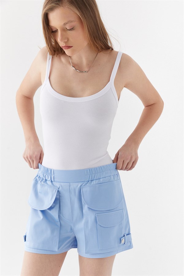 Mini Kargo Şort Mavi