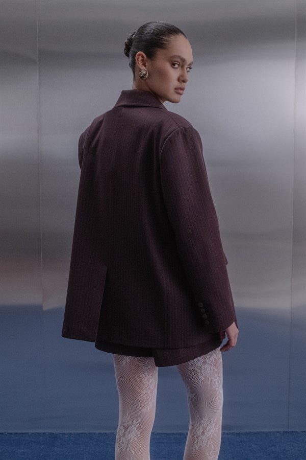 Premium Blazer Ceket Bordo