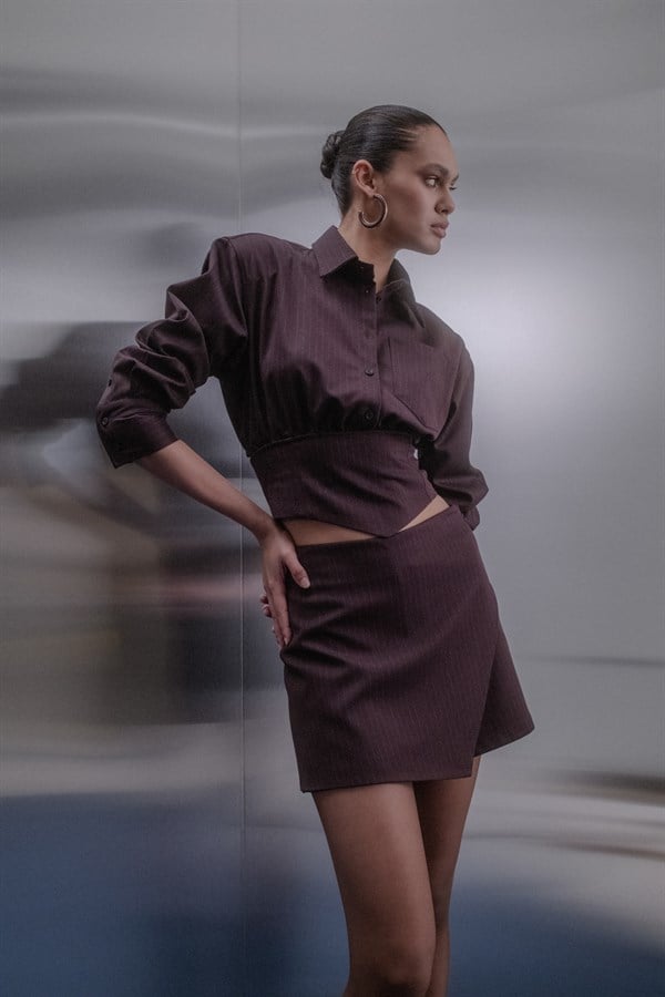 Premium Şort Etek Bordo