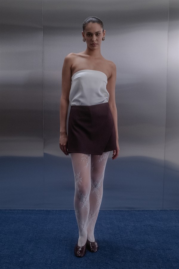 Premium Şort Etek Bordo