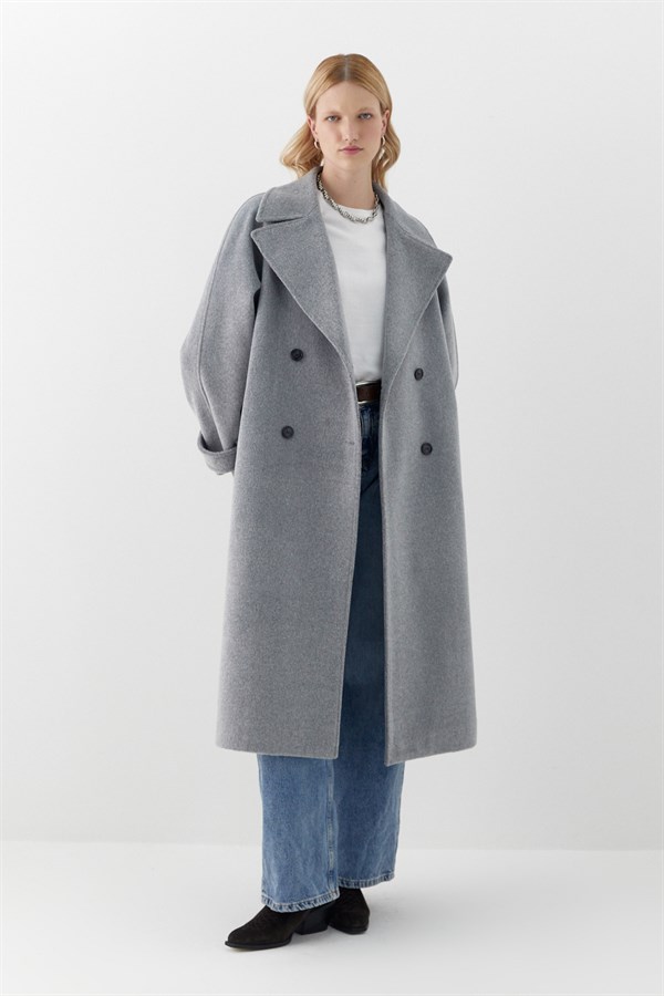 Reglan Kol Uzun Kaban Gri