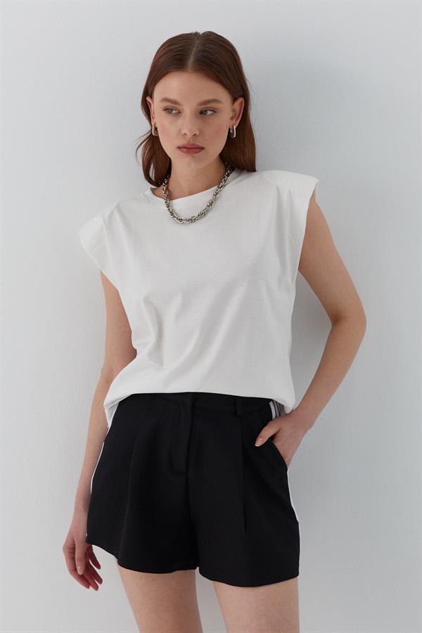 Şeritli Şort Siyah