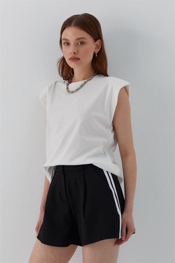 Şeritli Şort Siyah