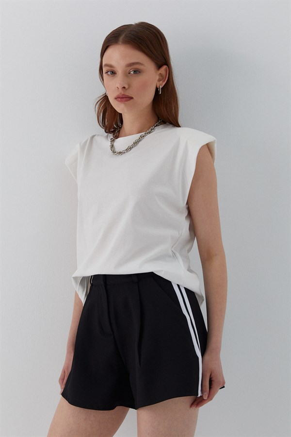 Şeritli Şort Siyah