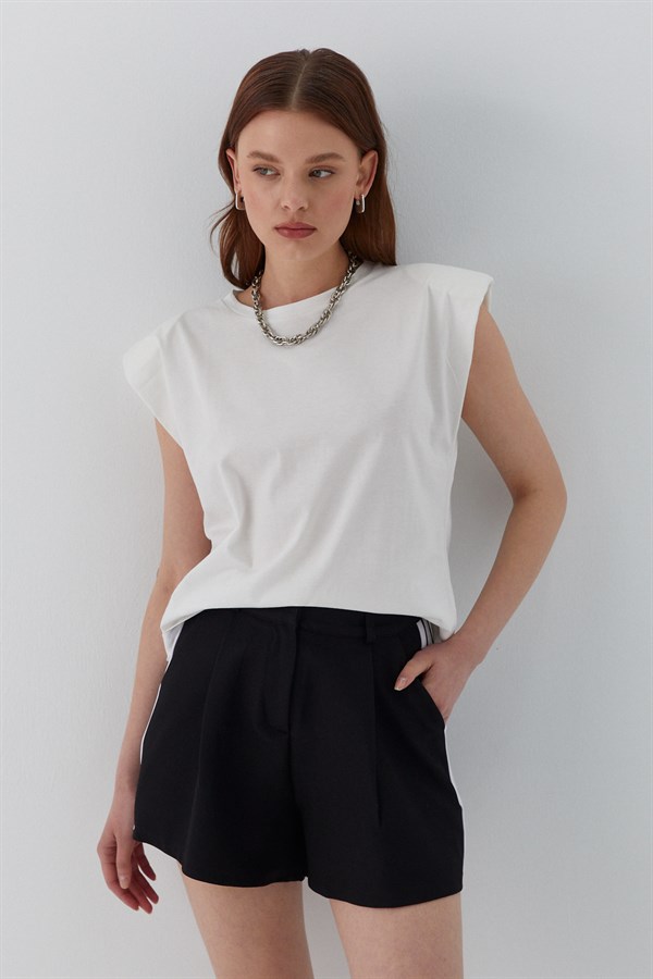 Şeritli Şort Siyah