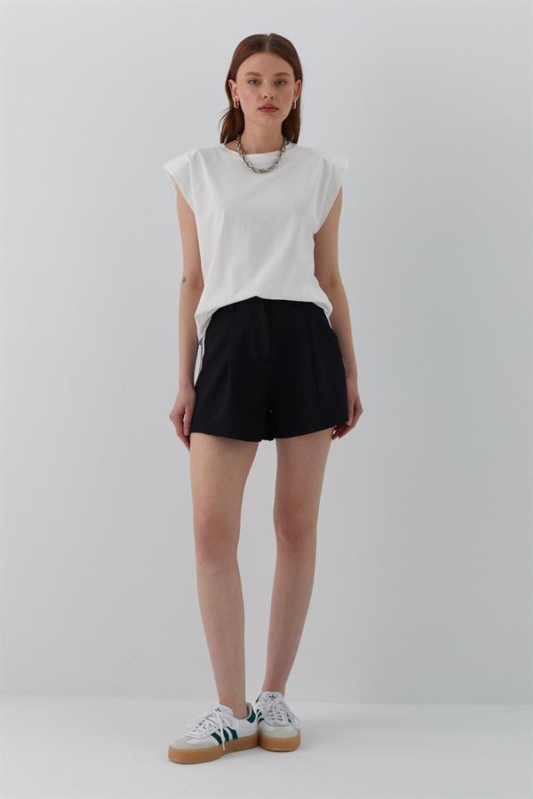 Şeritli Şort Siyah