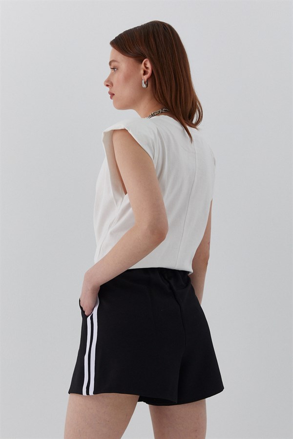 Şeritli Şort Siyah