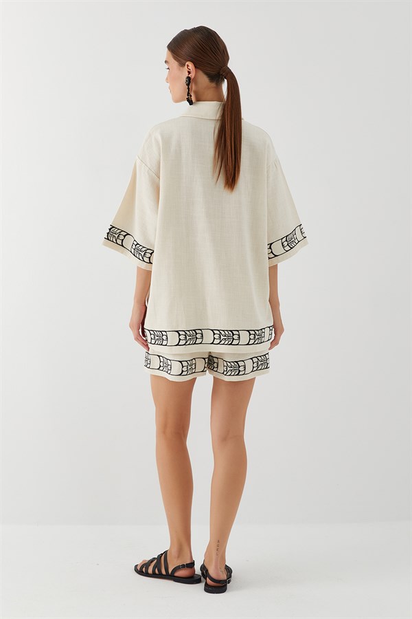 Şortlu Bambu Takım Bej