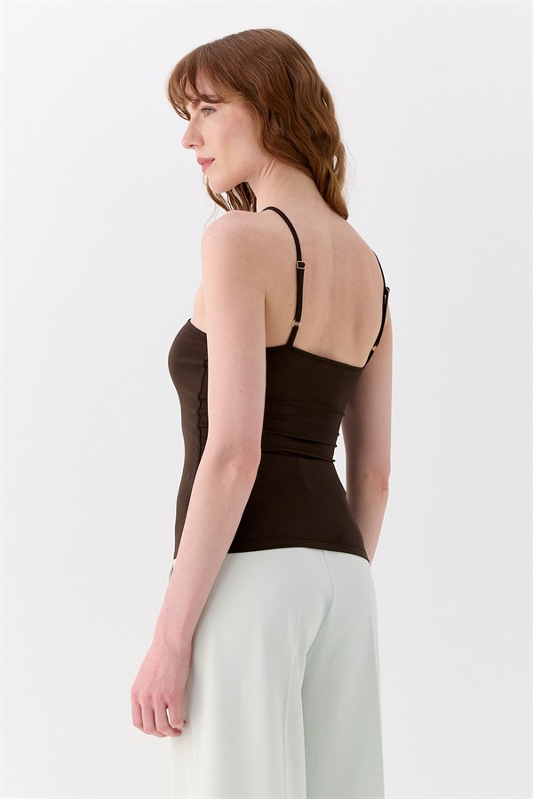 Tek Omuz Tokalı Bluz Acı Kahve